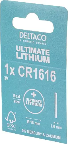 Begränsat erbjudande Deltaco Ultimate Lithium CR1616 3V knappcellsbatteri 1-pack