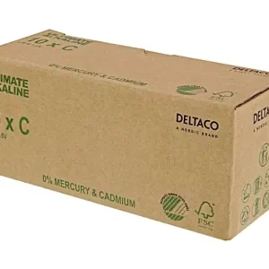 Deltaco 1,5V C, Lr14  10-Pack Alkaline   * Bästa pris