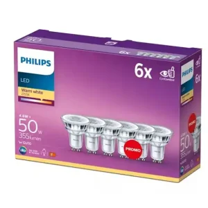 Philips 4,6W (50W) 355Lm 2700K  6-Pack * Lågt pris
